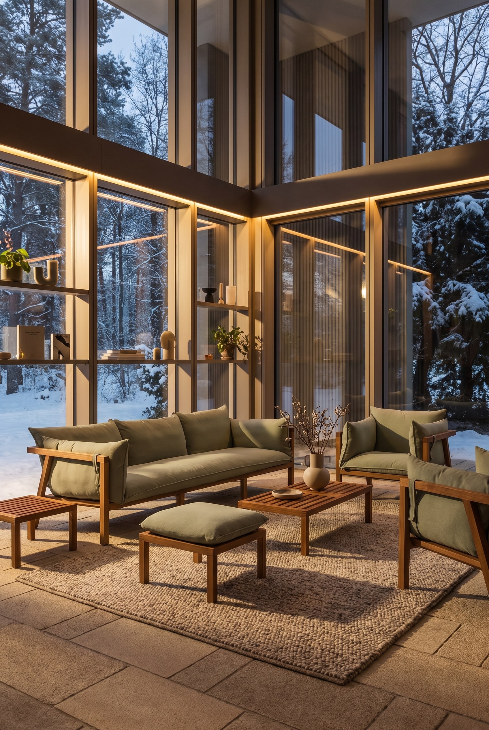 Wintergarten Lounge-Gruppe aus massivem Teakholz