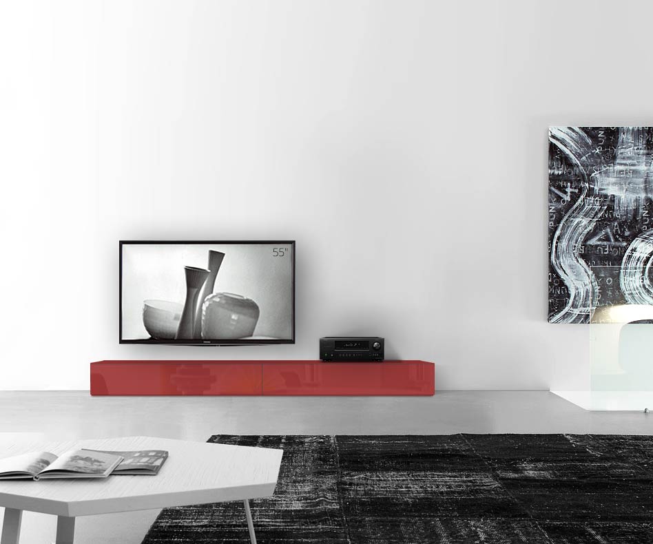 /Piano ribassato di design B240 H27 rosso lucido /Piano ribassato di design B240 H27 rosso lucido