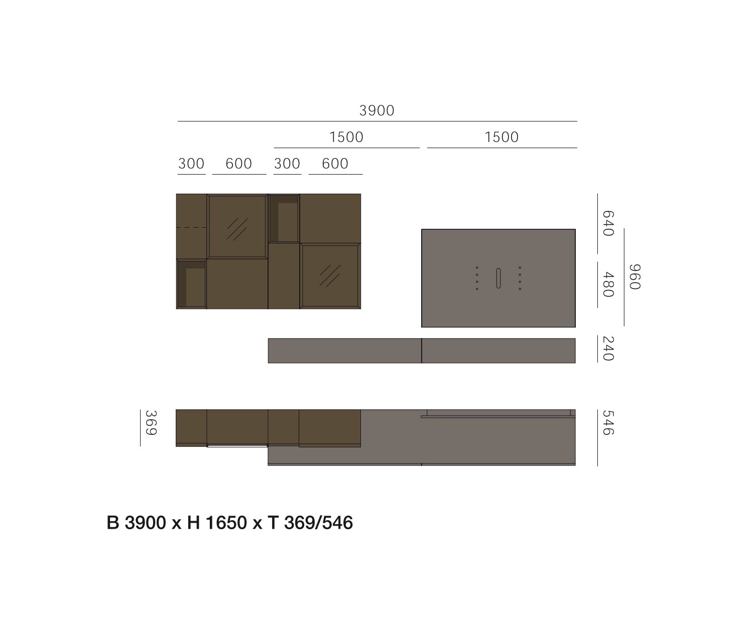 Livitalia Pensile di design C39 Schizzo Dimensioni Dimensioni Specifiche di misura