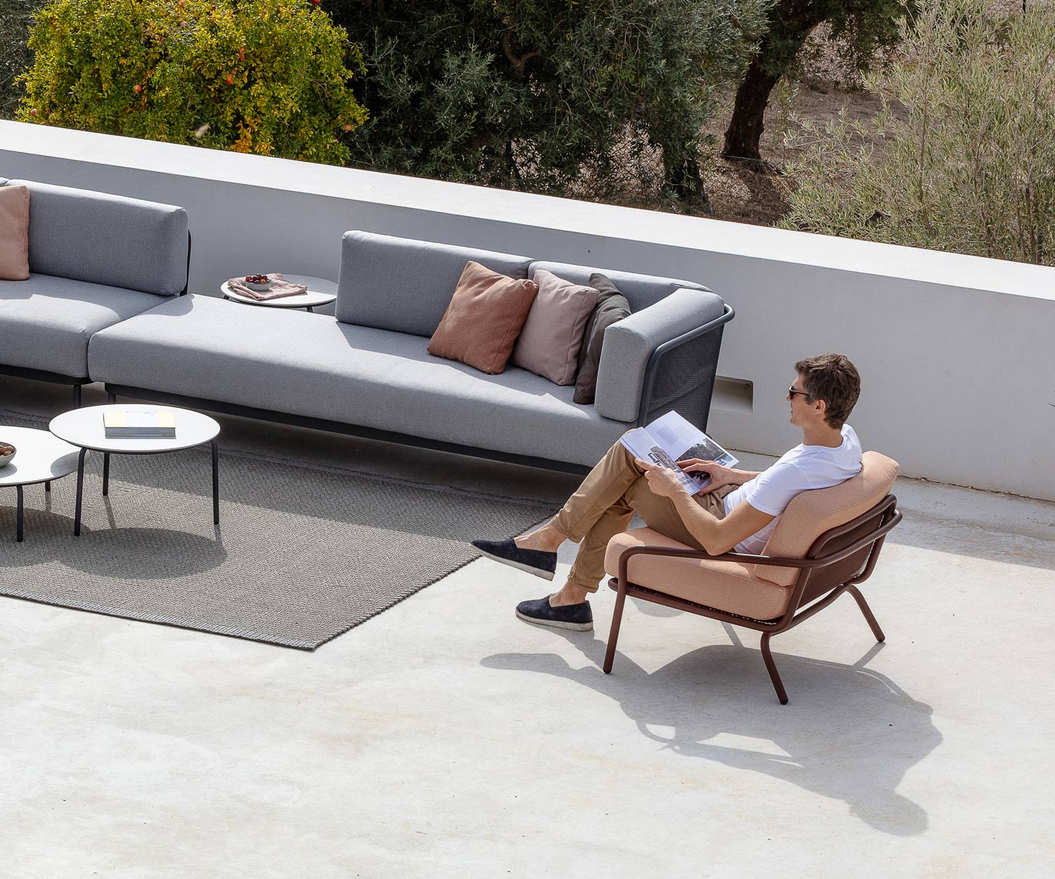Todus Poltrona veranda Starling Design con rivestimento in tessuto bianco