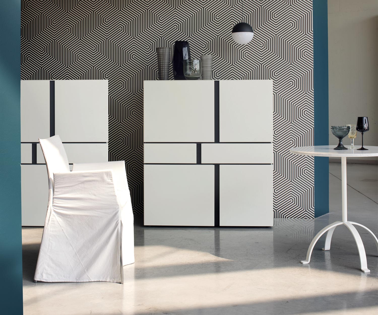 Exclusive Livitalia Abaco Design Highboard Bianco Opaco