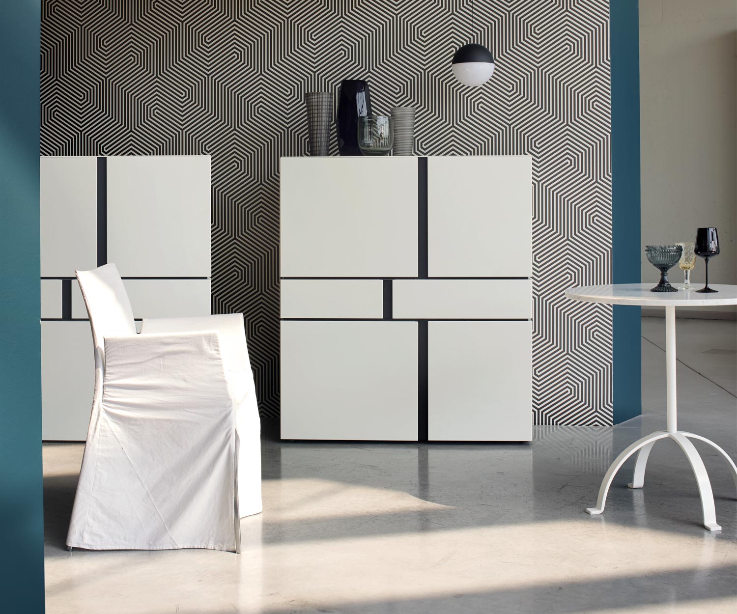 Exclusive Livitalia Abaco Design Highboard Bianco Opaco Exclusive Livitalia Abaco Design Highboard Bianco Opaco