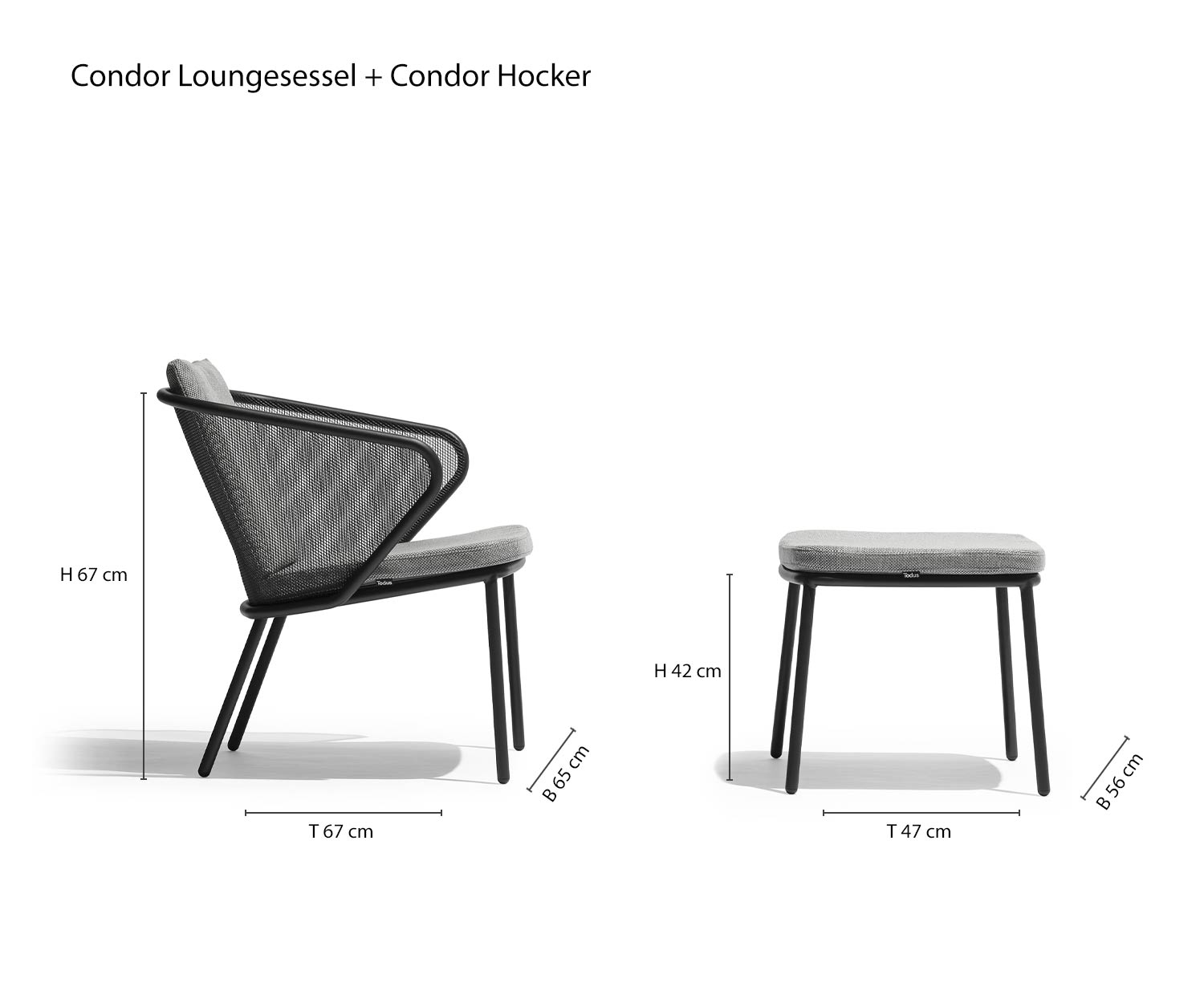 Todus Schizzo della sedia lounge di design Condor dimensioni dimensioni dimensioni