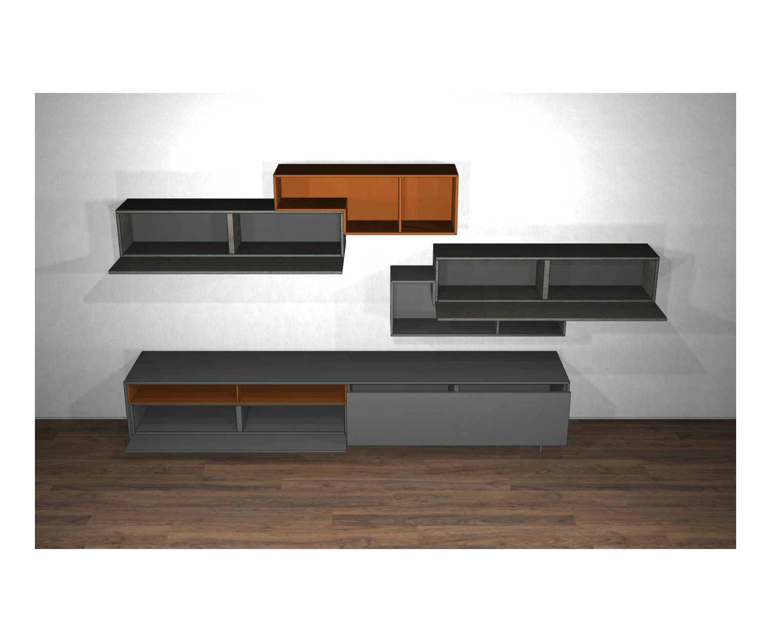 Livitalia Pensile di design C21 con unità e ante a giorno Livitalia Pensile di design C21 con unità e ante a giorno