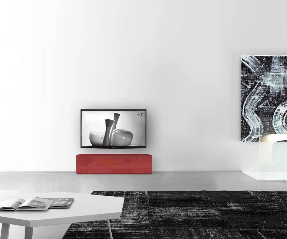 /Piano ribassato di design B120 H35 rosso lucido /Piano ribassato di design B120 H35 rosso lucido