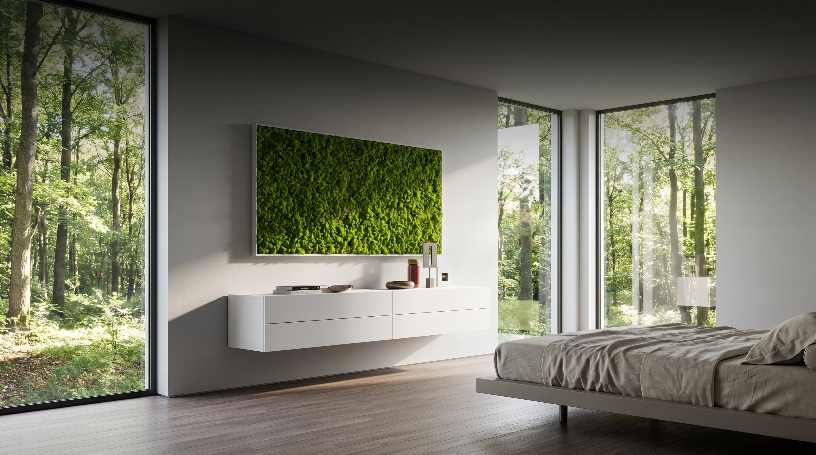 Idee Arredo Camera da Letto: Il Quadro di Muschio sopra il Comò