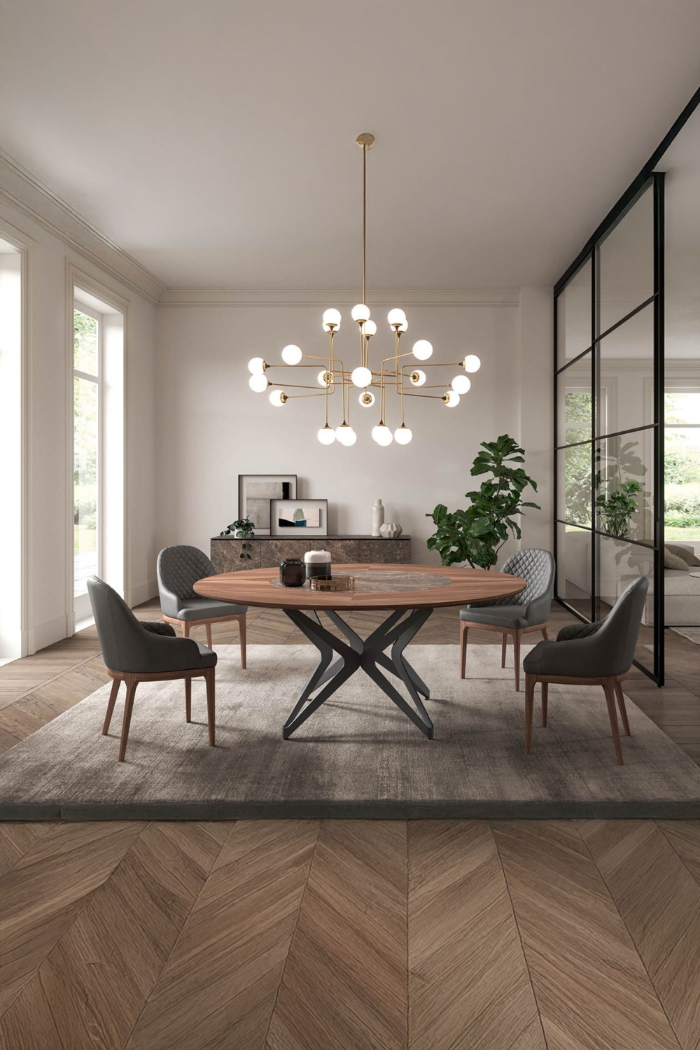 gruppo-tavolo-da-pranzo-elegante-in-colore-legno-naturale-e-grigio-elegante