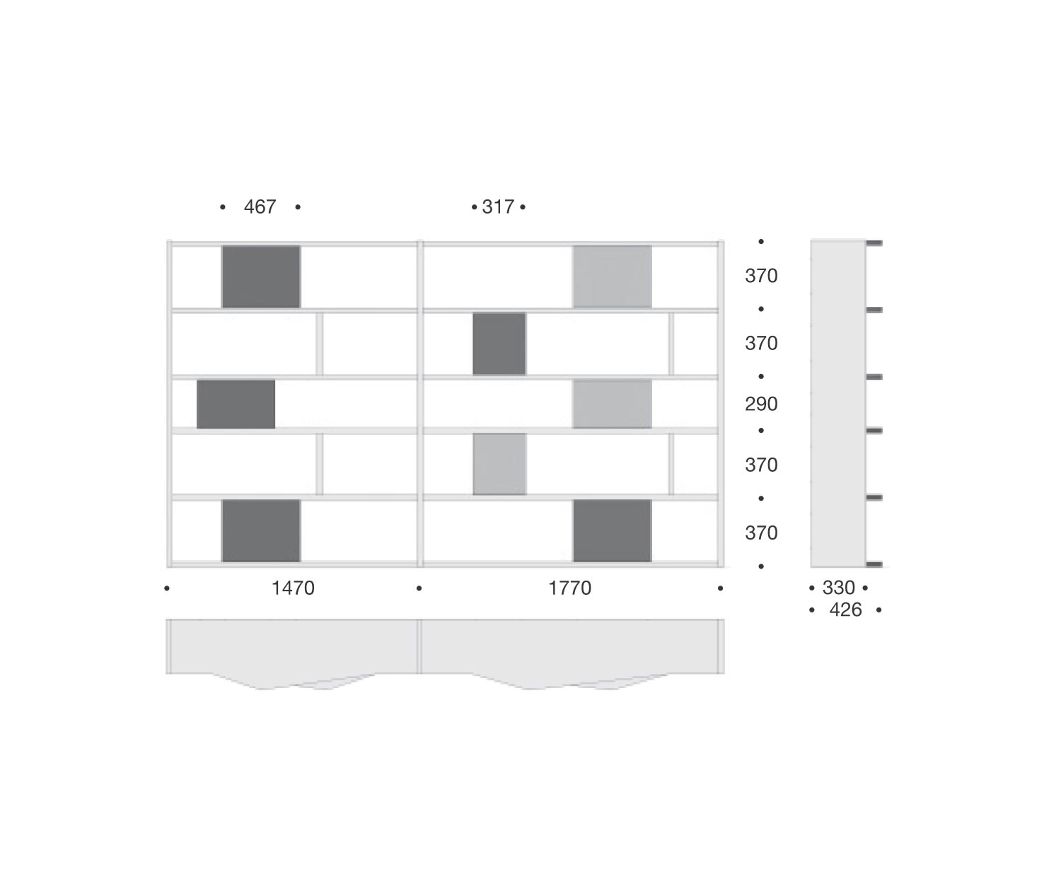 Livitalia Libreria di design C86 Dimensioni Schizzo Misure Misure Livitalia Libreria di design C86 Dimensioni Schizzo Misure Misure