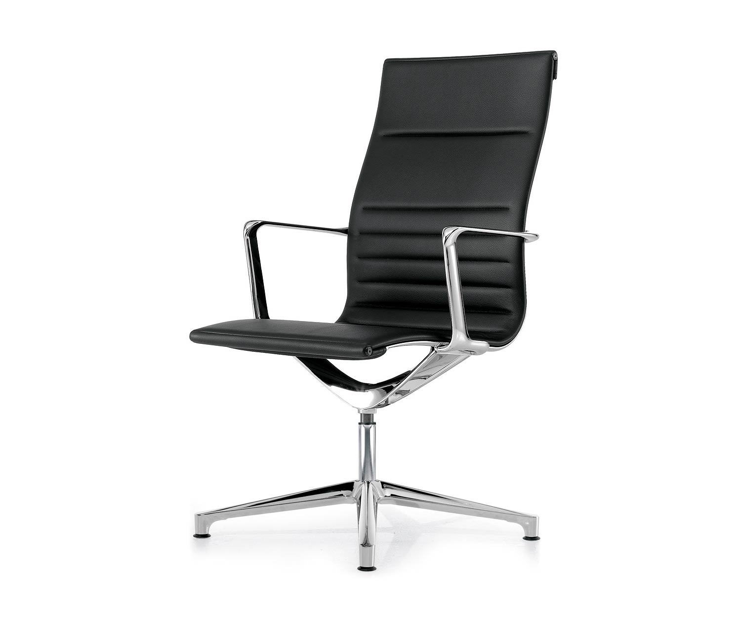 ICF Una Chair Managment sedia da ufficio design sedia girevole 4 bracci senza rotelle H58 cm con pelle pelle nera 901 ICF Una Chair Managment sedia da ufficio design sedia girevole 4 bracci senza rotelle H58 cm con pelle pelle nera 901