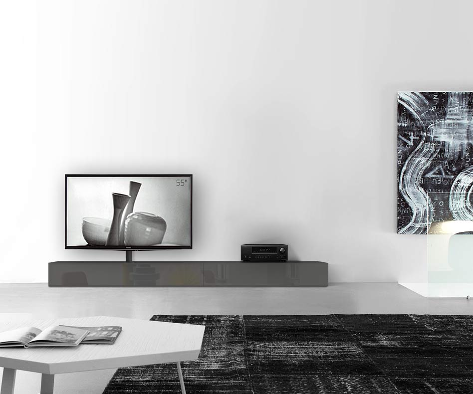 Configuratore di lavagna design con porta TV larghezza 270 25,5 45 sinistra grigio scuro lucido Configuratore di lavagna design con porta TV larghezza 270 25,5 45 sinistra grigio scuro lucido