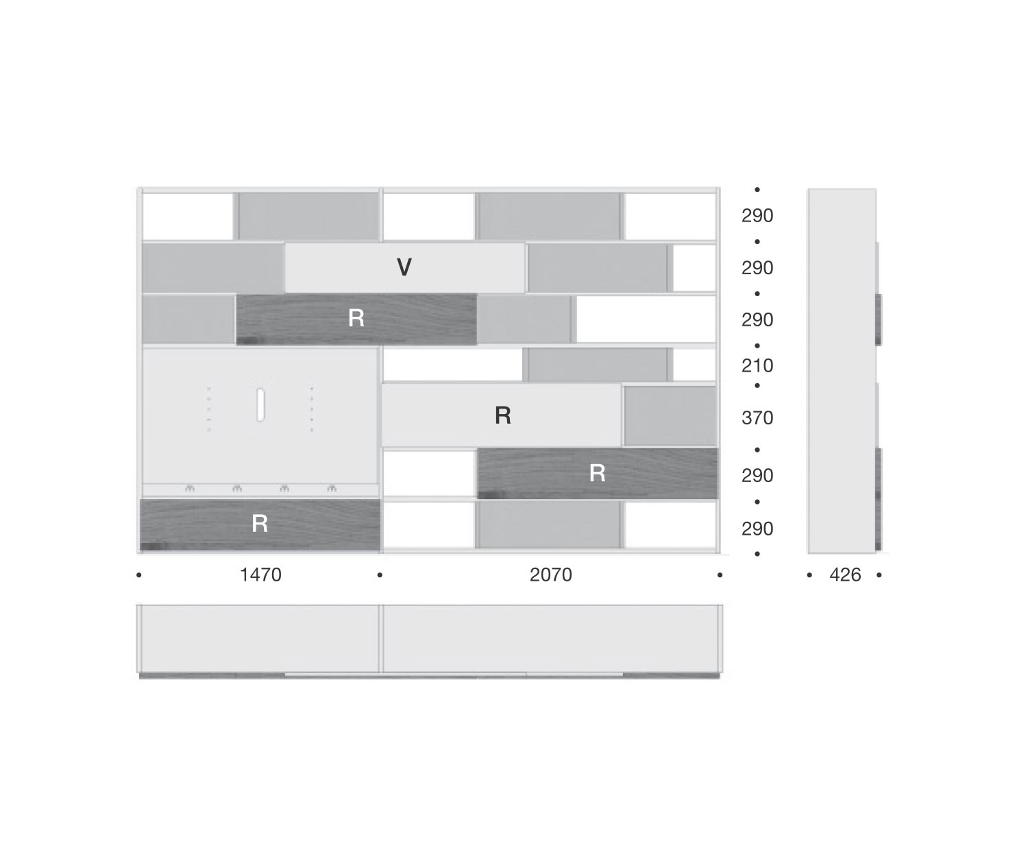 Livitalia Libreria di design C51 Schizzo Dimensioni Dimensioni Dimensioni Livitalia Libreria di design C51 Schizzo Dimensioni Dimensioni Dimensioni