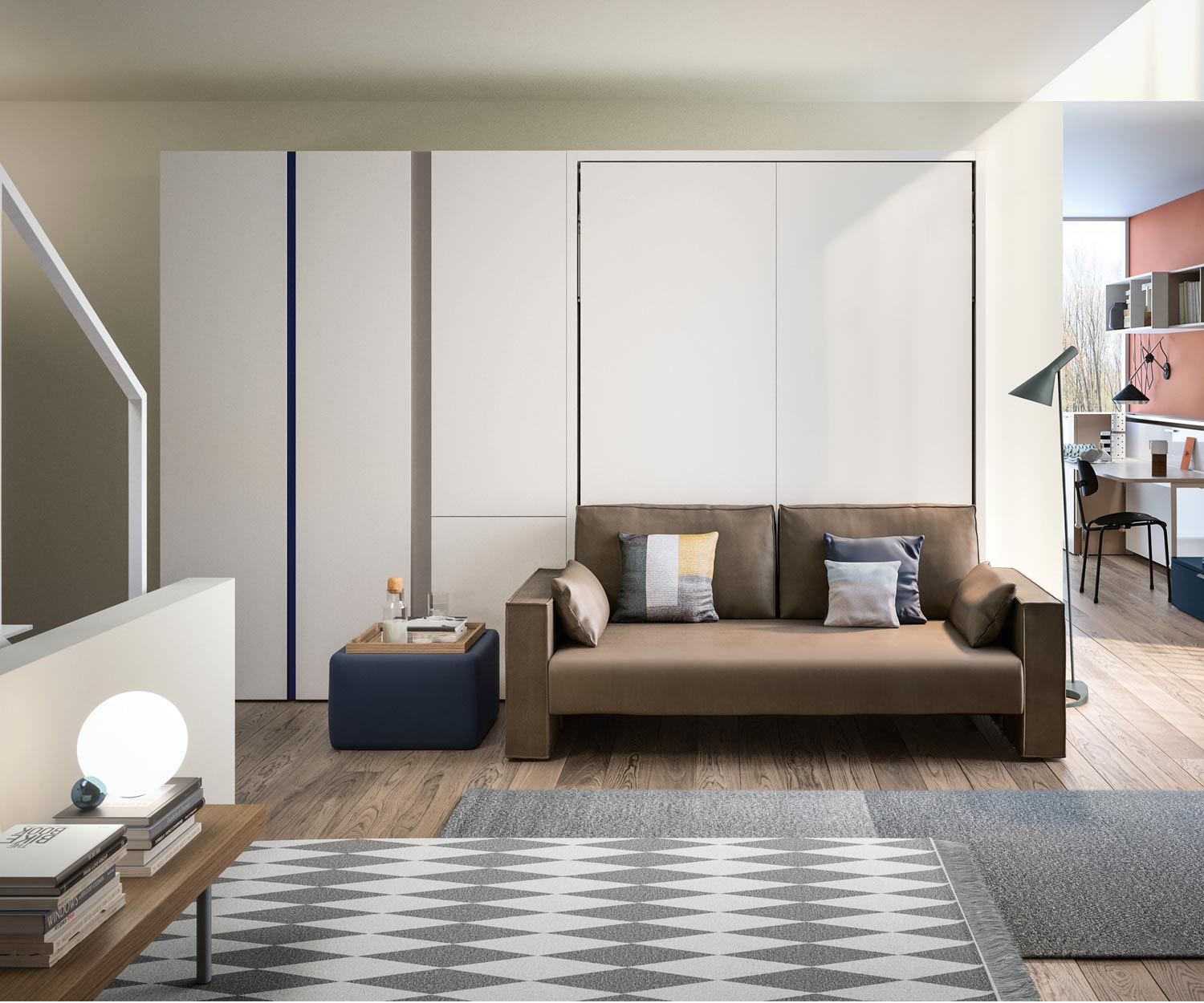 Esclusivo Clei Letto a scomparsa di design Penelope 2 con divano Esclusivo Clei Letto a scomparsa di design Penelope 2 con divano