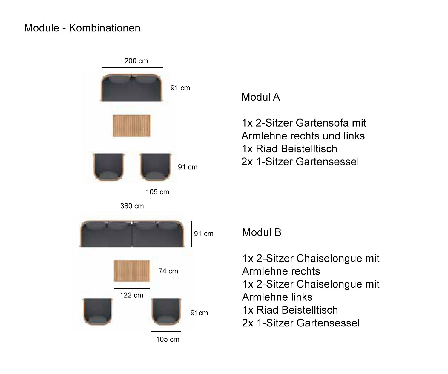 Oasiq Poltrona da giardino Riad collezione di divani da giardino in moduli Oasiq Poltrona da giardino Riad collezione di divani da giardino in moduli
