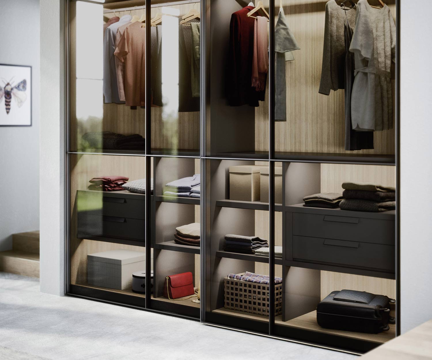 Novamobili Armadio di design Strato di vetro trasparente colorato Novamobili Armadio di design Strato di vetro trasparente colorato