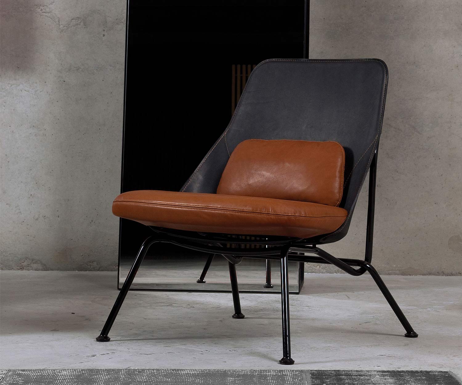 Prostoria Poltrona Strain cognac antracite cromo nero Prostoria Poltrona Strain cognac antracite cromo nero