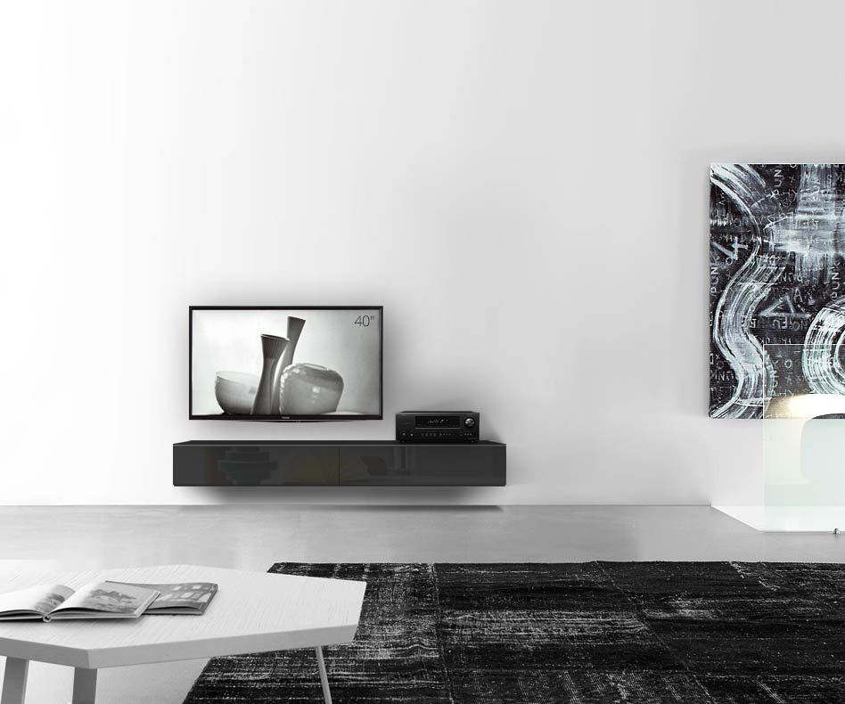 /Muro basso di design B180 H25 5 nero lucido /Muro basso di design B180 H25 5 nero lucido