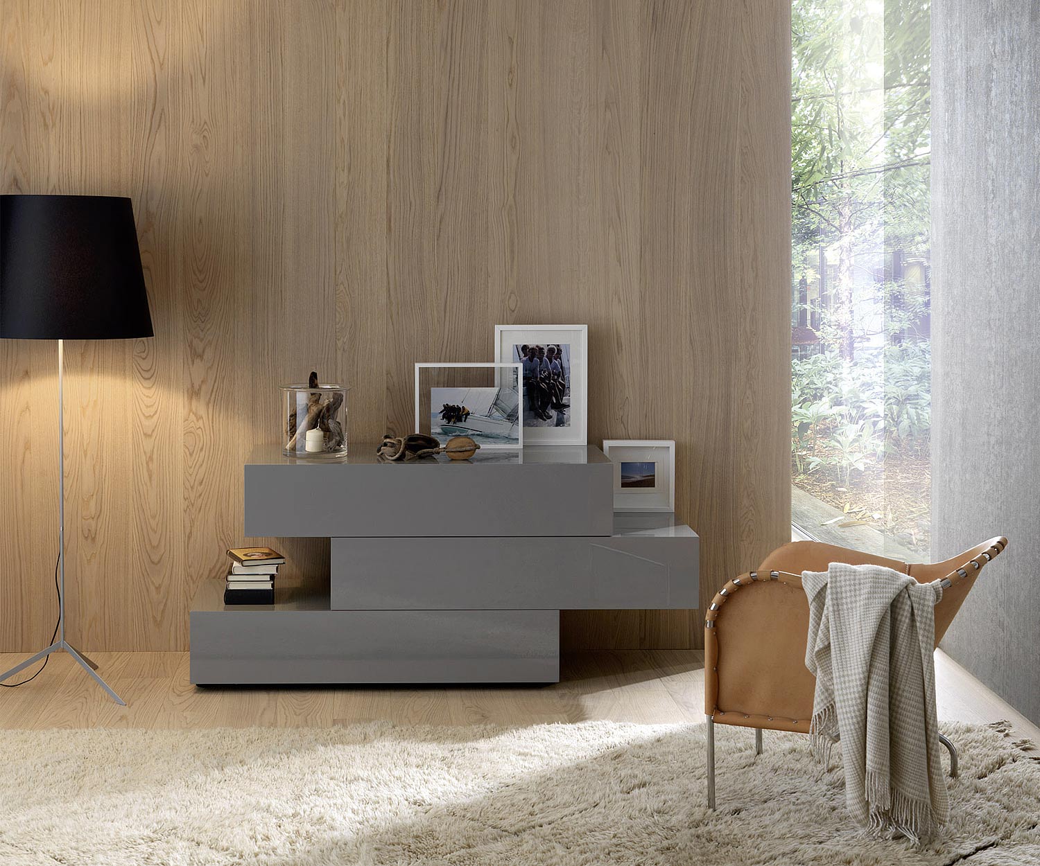 Esclusivo Livitalia Cassettiera di design Valeo in grigio scuro opaco Esclusivo Livitalia Cassettiera di design Valeo in grigio scuro opaco