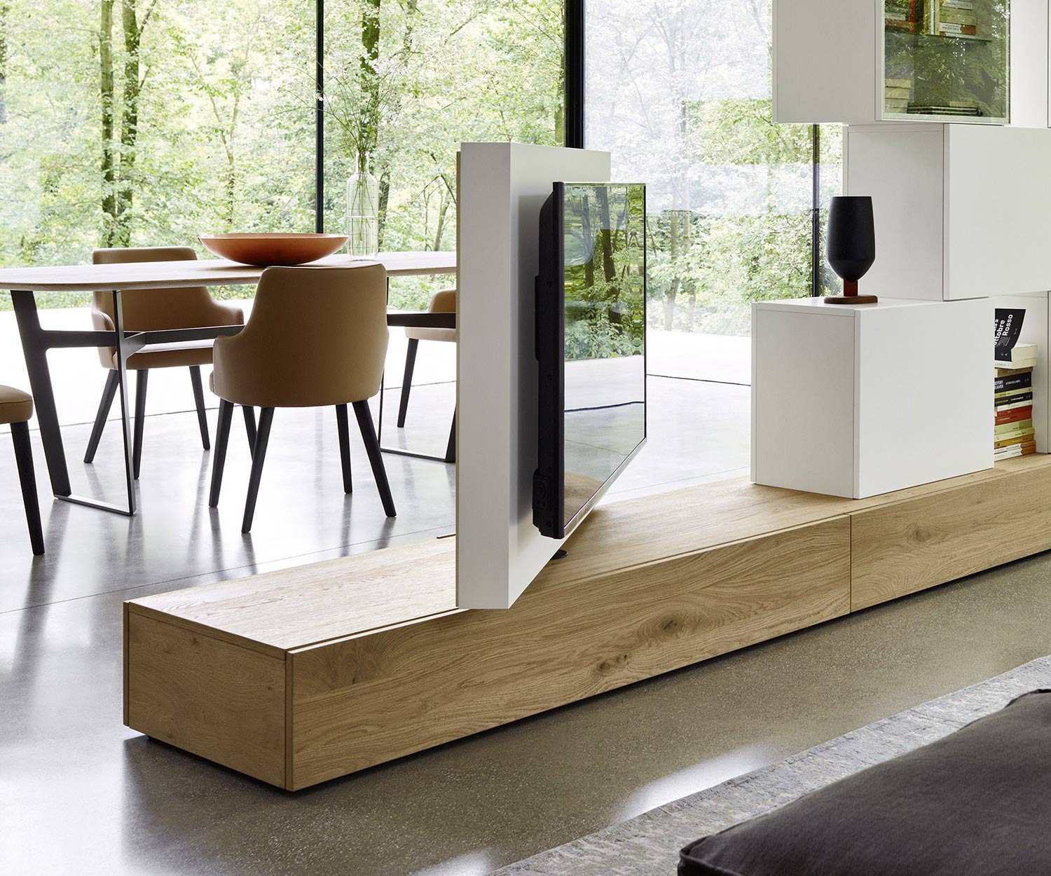 Pannello divisorio moderno girevole per TV di design per il soggiorno e la cucina