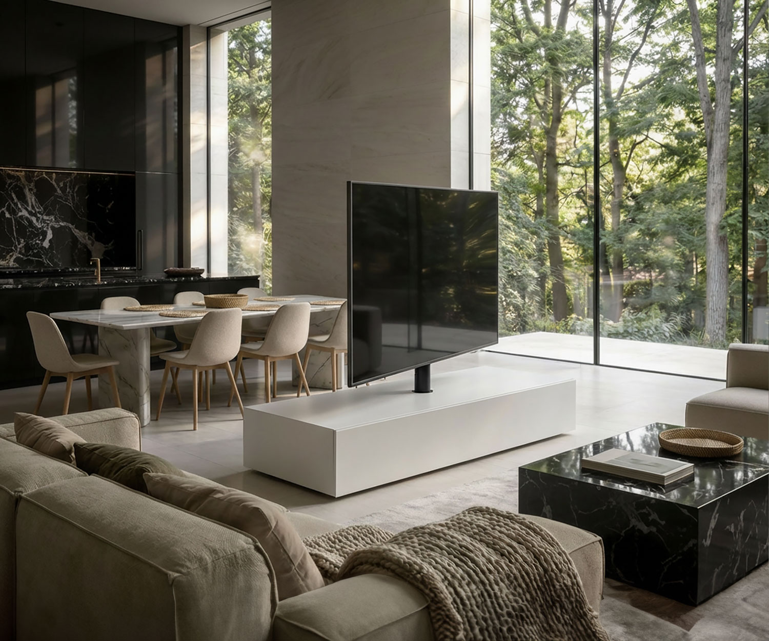 Livitalia Roto Slim TV Raumteiler Freistehend mit Rückwand & Drehbar