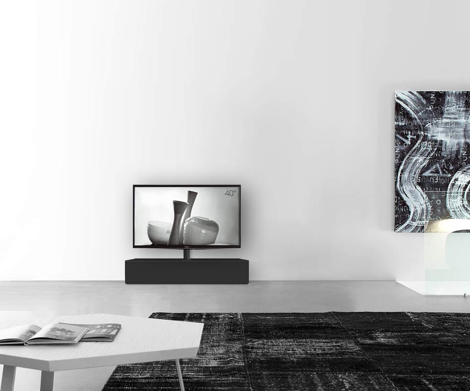 Configuratore di lavagne di design con supporto per TV larghezza 120 25,5 45 centro nero opaco Configuratore di lavagne di design con supporto per TV larghezza 120 25,5 45 centro nero opaco