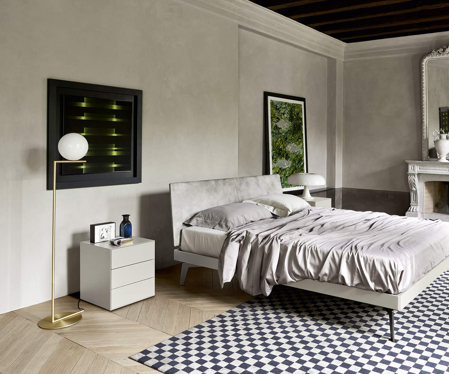 Minimalista Livitalia Comodino di design Ecletto con tre cassetti in bianco Minimalista Livitalia Comodino di design Ecletto con tre cassetti in bianco