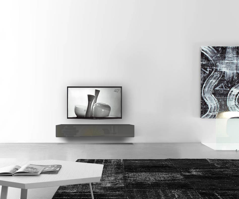 /Muro basso di design B150 H25 5 grigio scuro lucido /Muro basso di design B150 H25 5 grigio scuro lucido