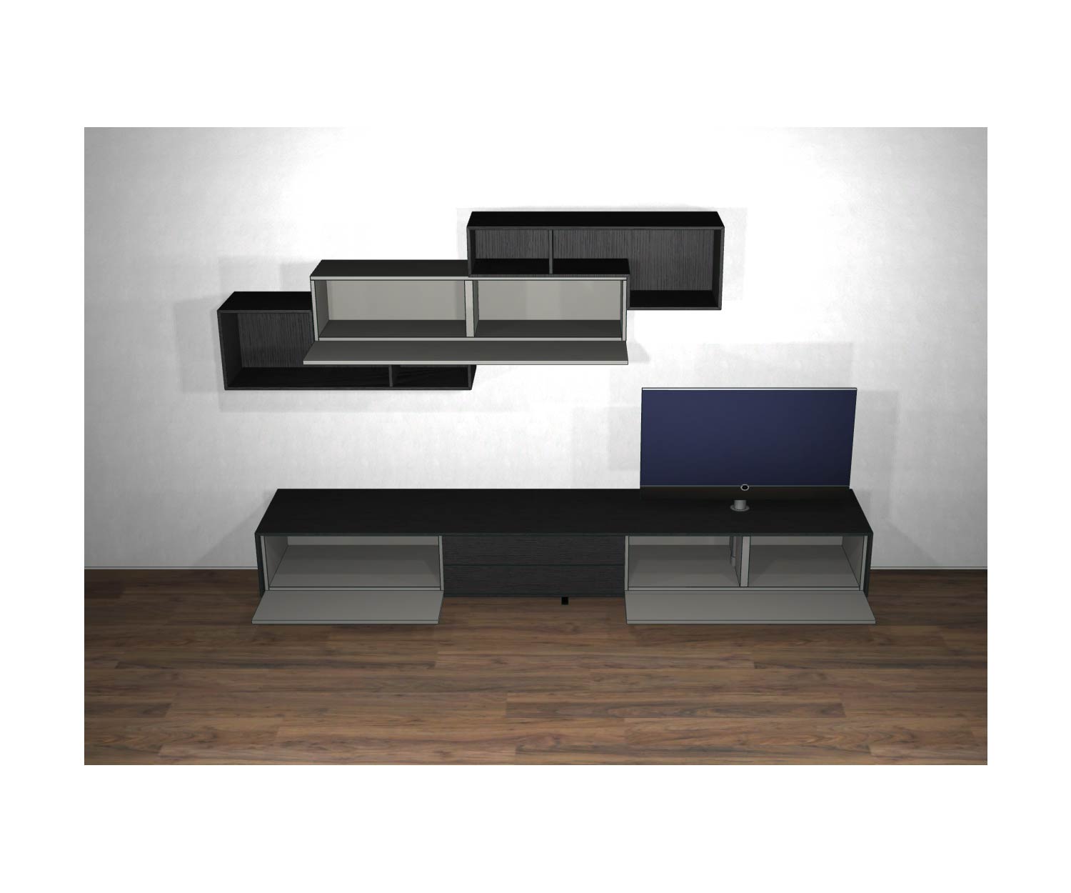 Livitalia Pensile di design C18 con ante aperte ed elementi pensili Livitalia Pensile di design C18 con ante aperte ed elementi pensili