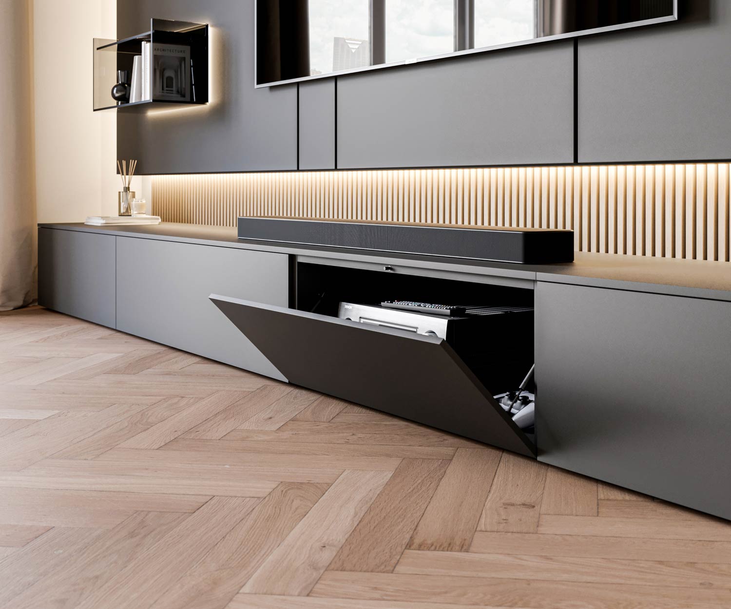 Livitalia Parete TV dal design lussuoso C100 Livitalia Parete TV dal design lussuoso C100