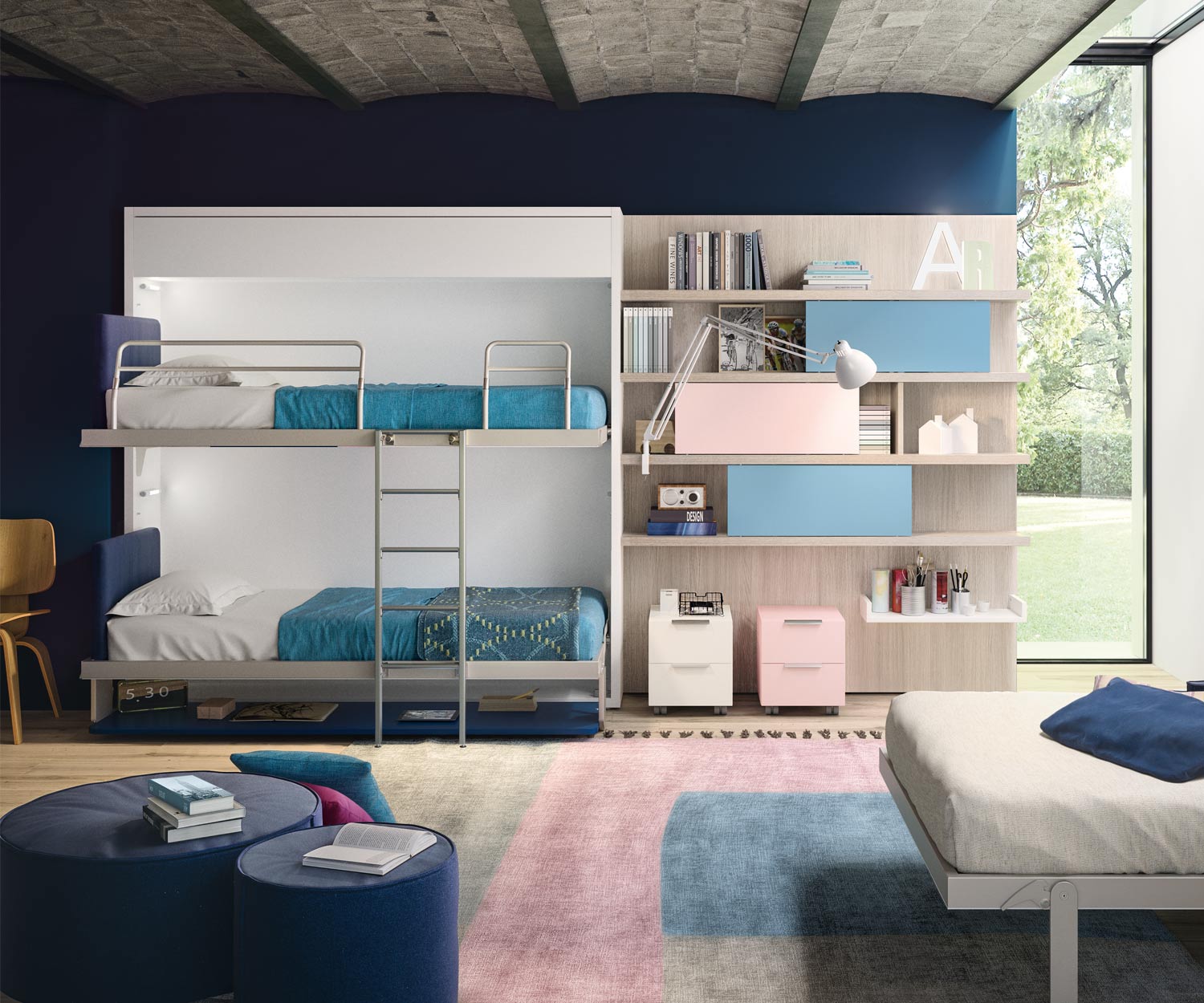 Esclusivo letto a scomparsa di design KALI DUO 1943 / 2200 con scrivania Esclusivo letto a scomparsa di design KALI DUO 1943 / 2200 con scrivania