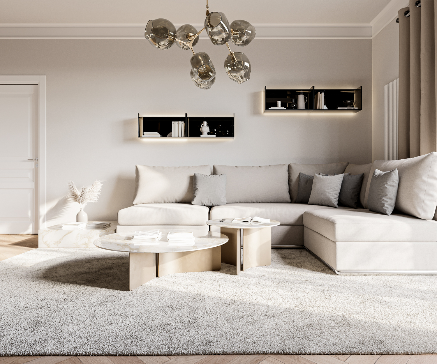 Mensola da parete di design in vetro di alta qualità di Livitalia con illuminazione LED di fondo Mensola da parete di design in vetro di alta qualità di Livitalia con illuminazione LED di fondo