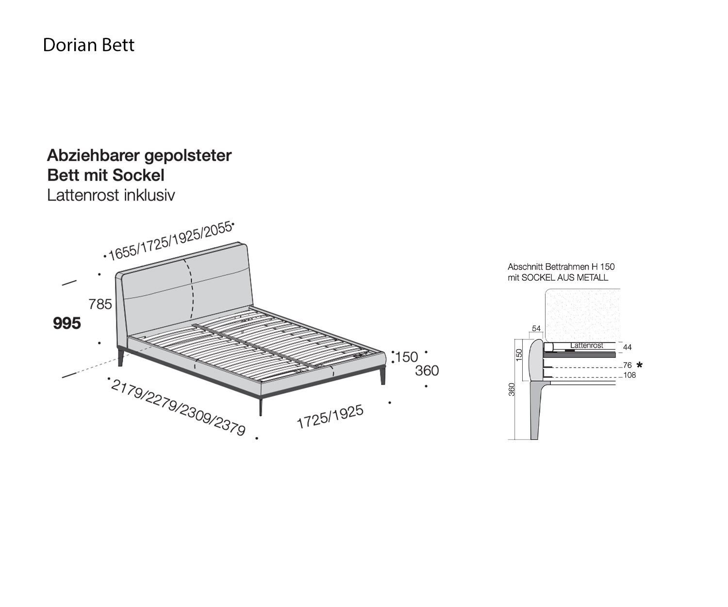 Letto Dorian di Livitalia Sketch Misure Misure Letto Dorian di Livitalia Sketch Misure Misure