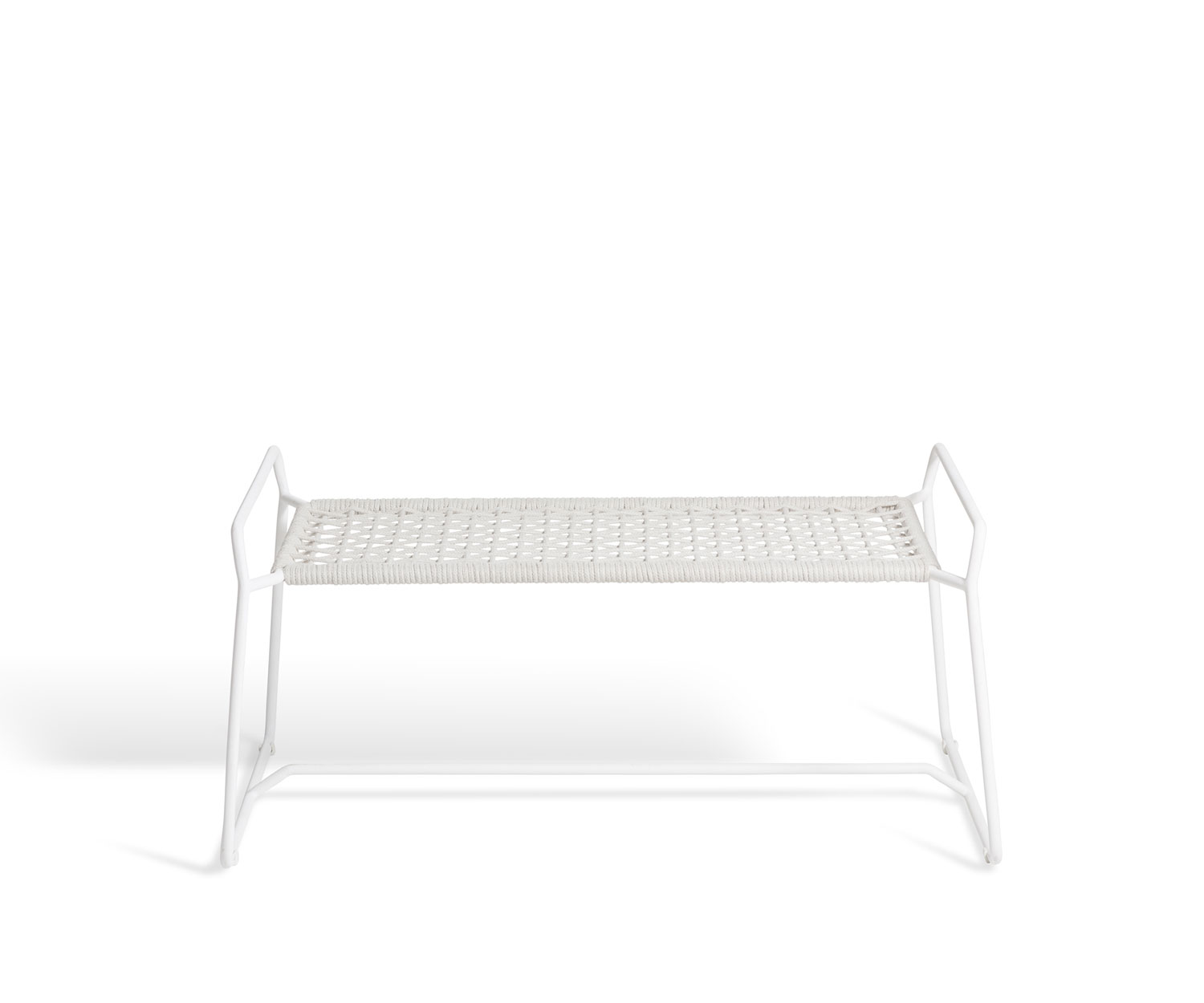 Oasiq Sgabello di design Sandur Schnur con cuscino di seduta in bianco su vimini in corda bianca