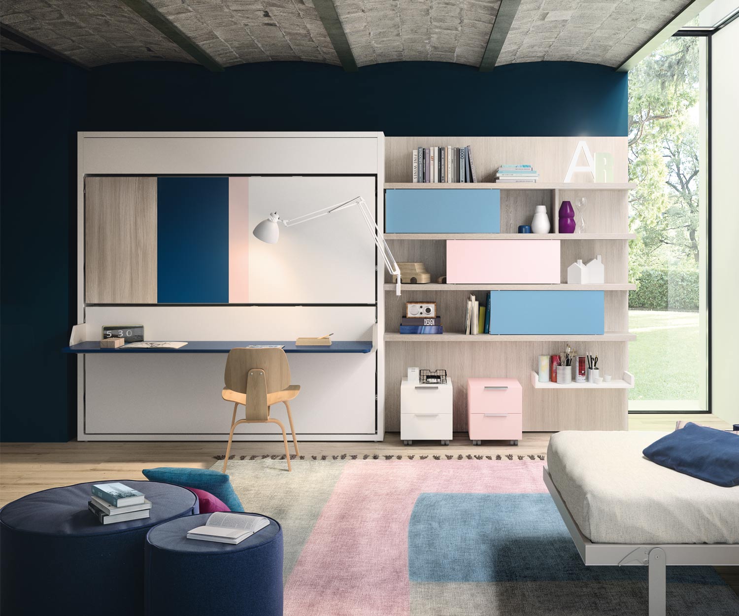 Esclusivo letto a scomparsa di design KALI DUO 1943 / 2200 con scrivania Esclusivo letto a scomparsa di design KALI DUO 1943 / 2200 con scrivania