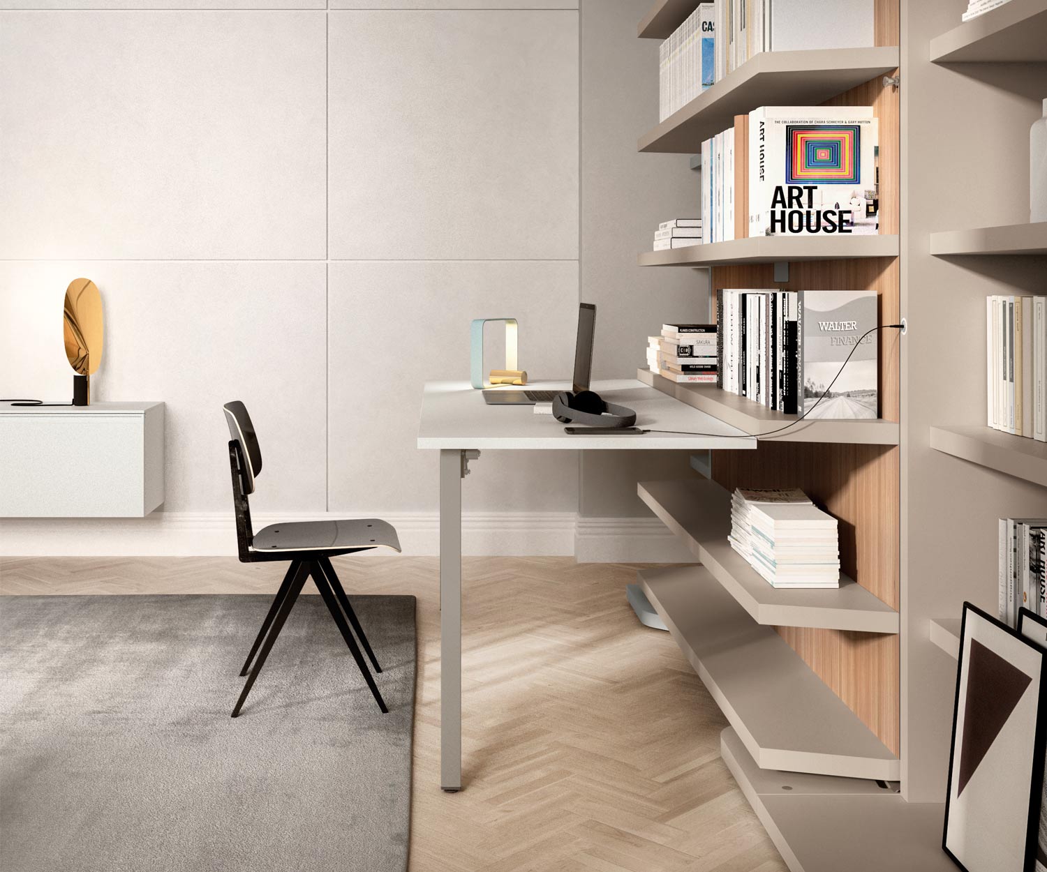 Armadio letto di design con libreria Armadio letto di design con libreria