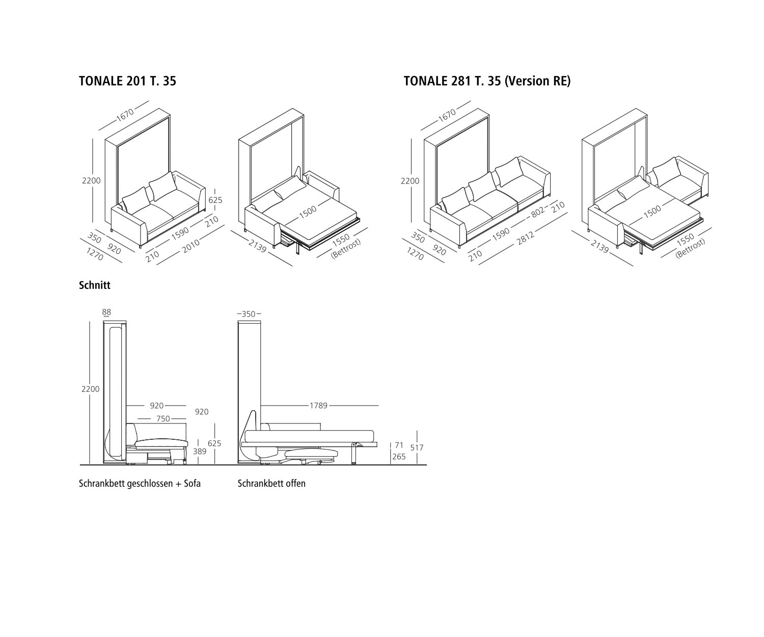 Soggiorno moderno con armadio letto pieghevole e divano Soggiorno moderno con armadio letto pieghevole e divano