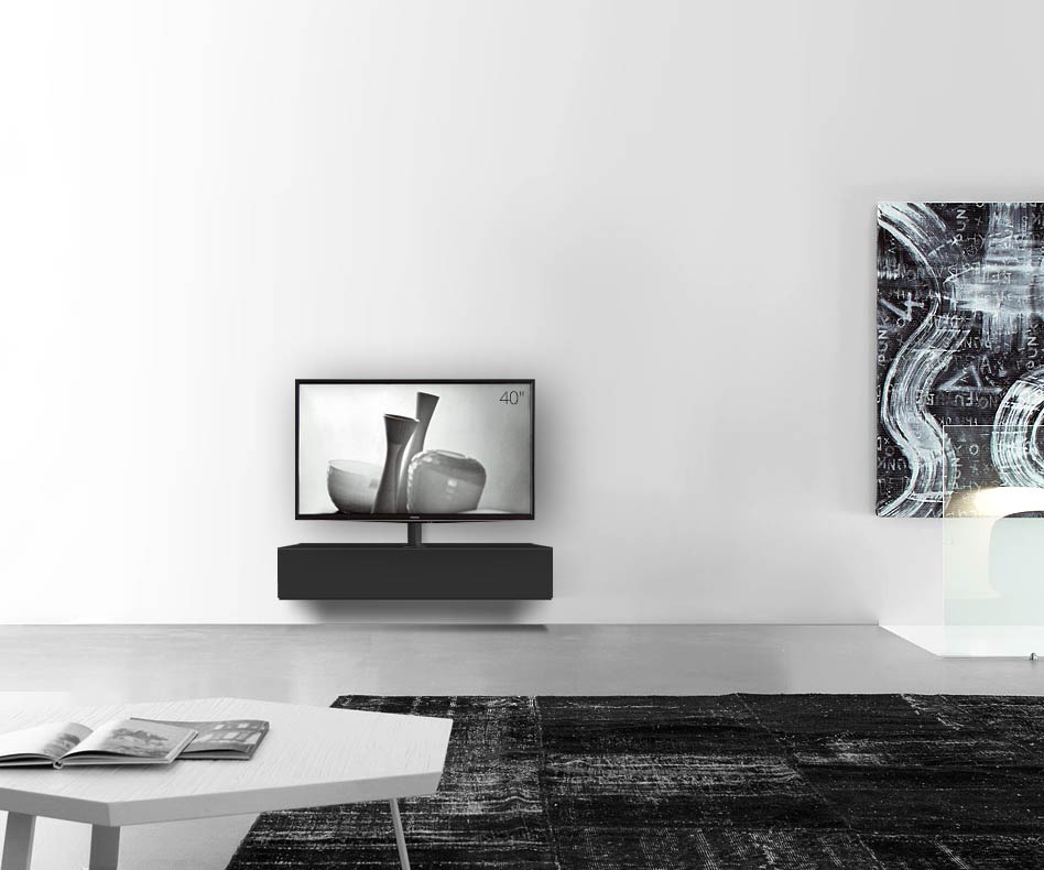 Configuratore di lavagna design con supporto TV a parete larghezza 120 24 45 centro nero opaco Configuratore di lavagna design con supporto TV a parete larghezza 120 24 45 centro nero opaco