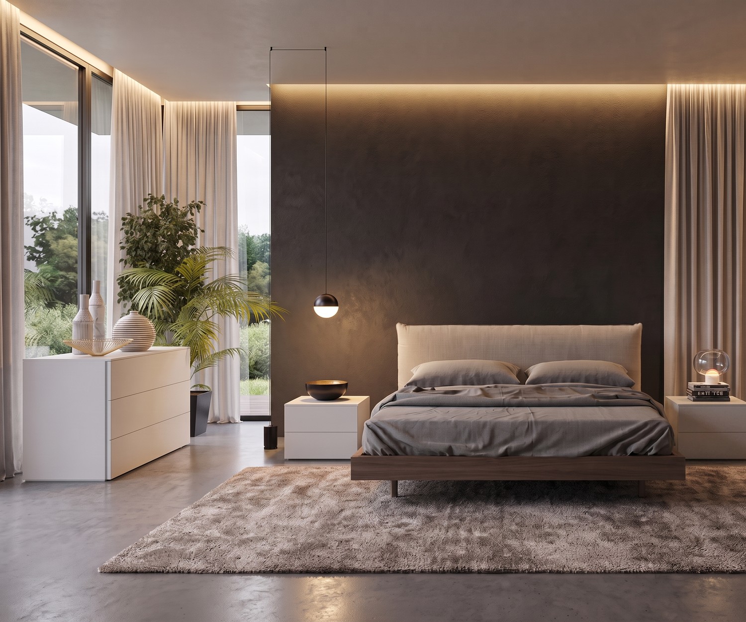 Comodino Livitalia Atena bianco Comodino Livitalia Atena in una camera da letto moderna, comodino bianco con cassetti dal design minimalista.