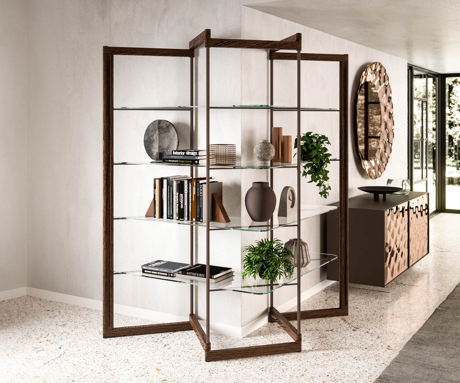 Ozzio Panto X016 Mensola in vetro Divisorio trasparente per ambienti Ozzio Panto X016 Mensola in vetro Divisorio trasparente per ambienti