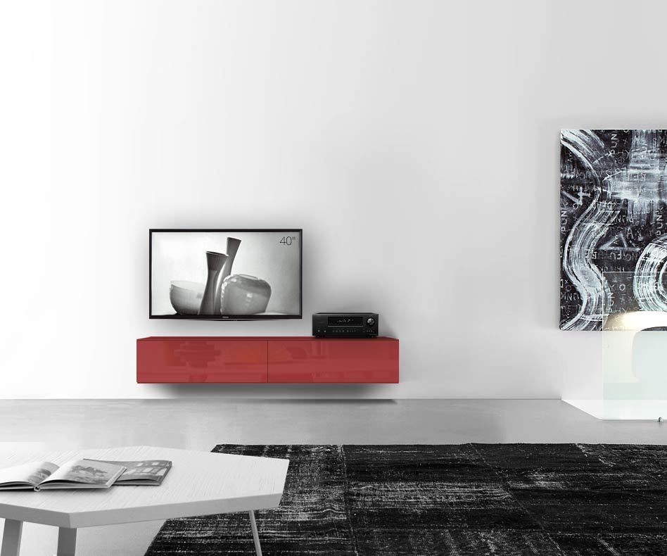 /Muro basso di design B180 H33 5 rosso lucido /Muro basso di design B180 H33 5 rosso lucido
