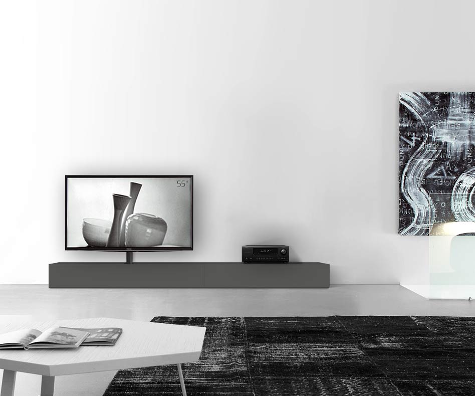 Configuratore di lavagna design con porta TV larghezza 270 25,5 54,6 sinistra grigio scuro opaco Configuratore di lavagna design con porta TV larghezza 270 25,5 54,6 sinistra grigio scuro opaco