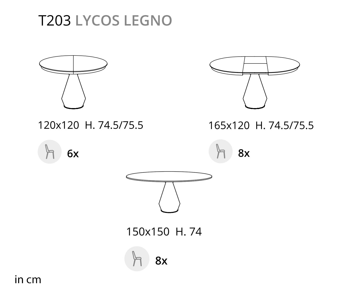 OzzioLycos T203 Tavolo da pranzo rotondo di design con piano in ceramica