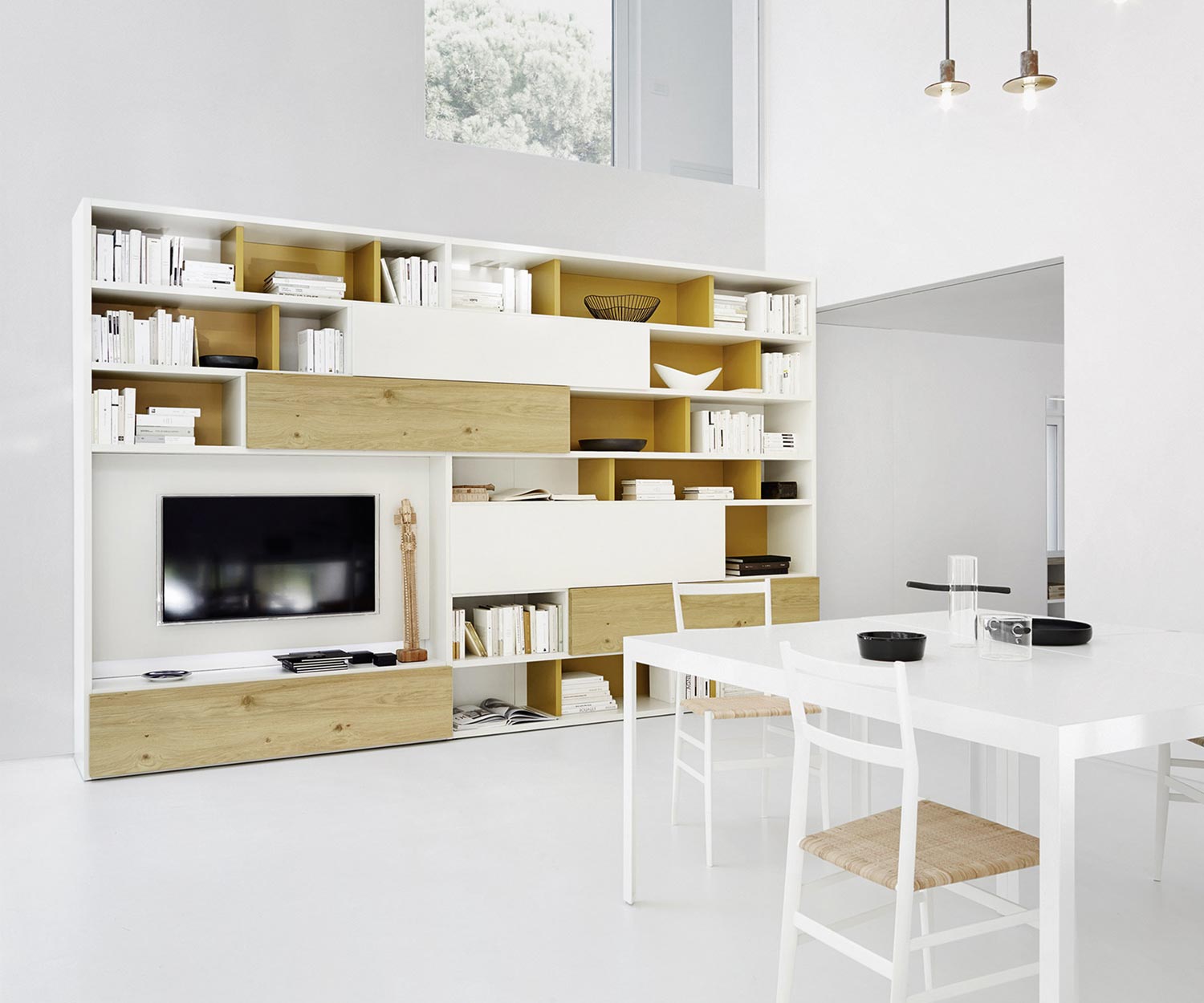 Esclusiva libreria Livitalia Design C51 in bianco opaco Esclusiva libreria Livitalia Design C51 in bianco opaco