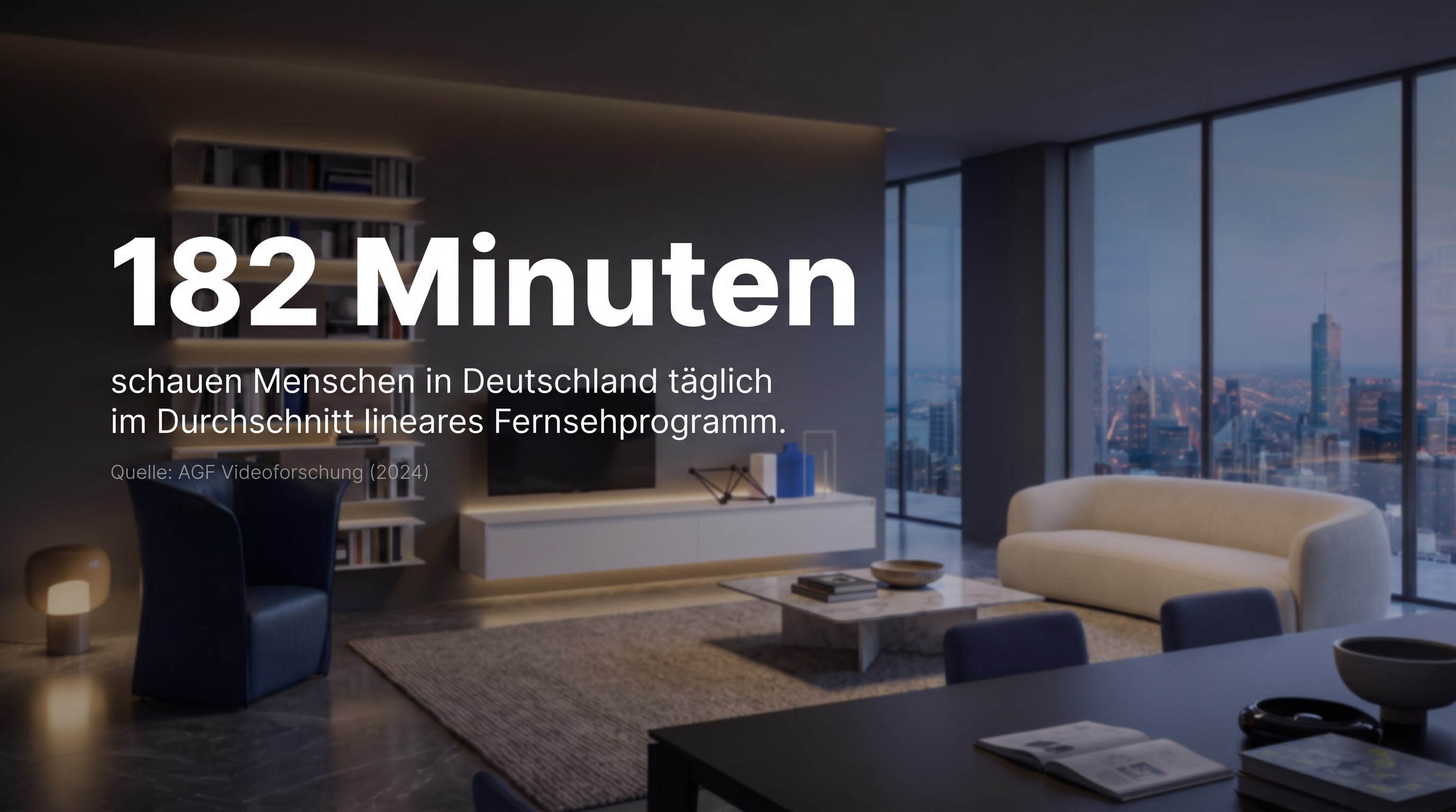 182 Minuten – schauen Menschen in Deutschland täglich im Durchschnitt lineares Fernsehprogramm.