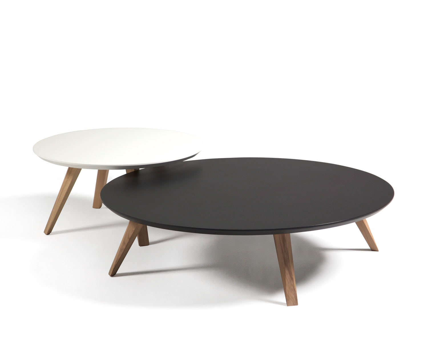 Tavolino moderno rotondo di design Prostoria in bianco e nero