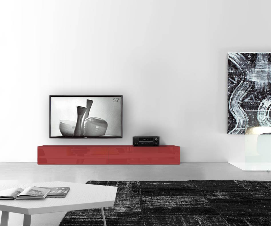 /Piano ribassato di design B240 H35 rosso lucido /Piano ribassato di design B240 H35 rosso lucido