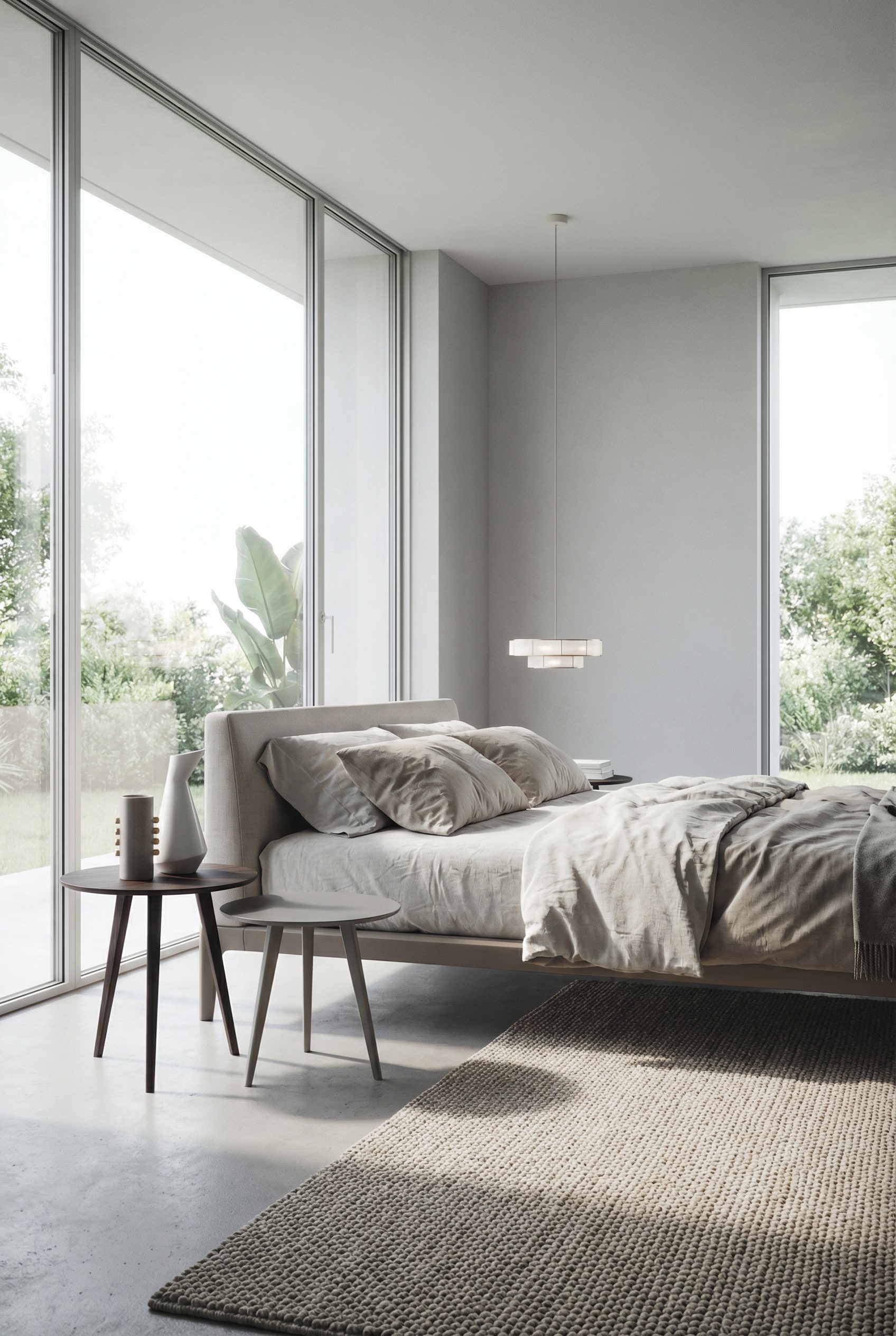 Tavolino Novamobili Trio con tre gambe nella camera da letto moderna Tavolino Novamobili Trio con tre gambe nella camera da letto moderna