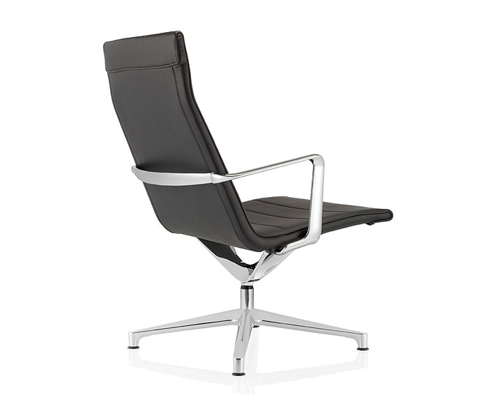 ICF Sedia da ufficio lounge di design Valea con rivestimento in pelle nera ICF Sedia da ufficio lounge di design Valea con rivestimento in pelle nera