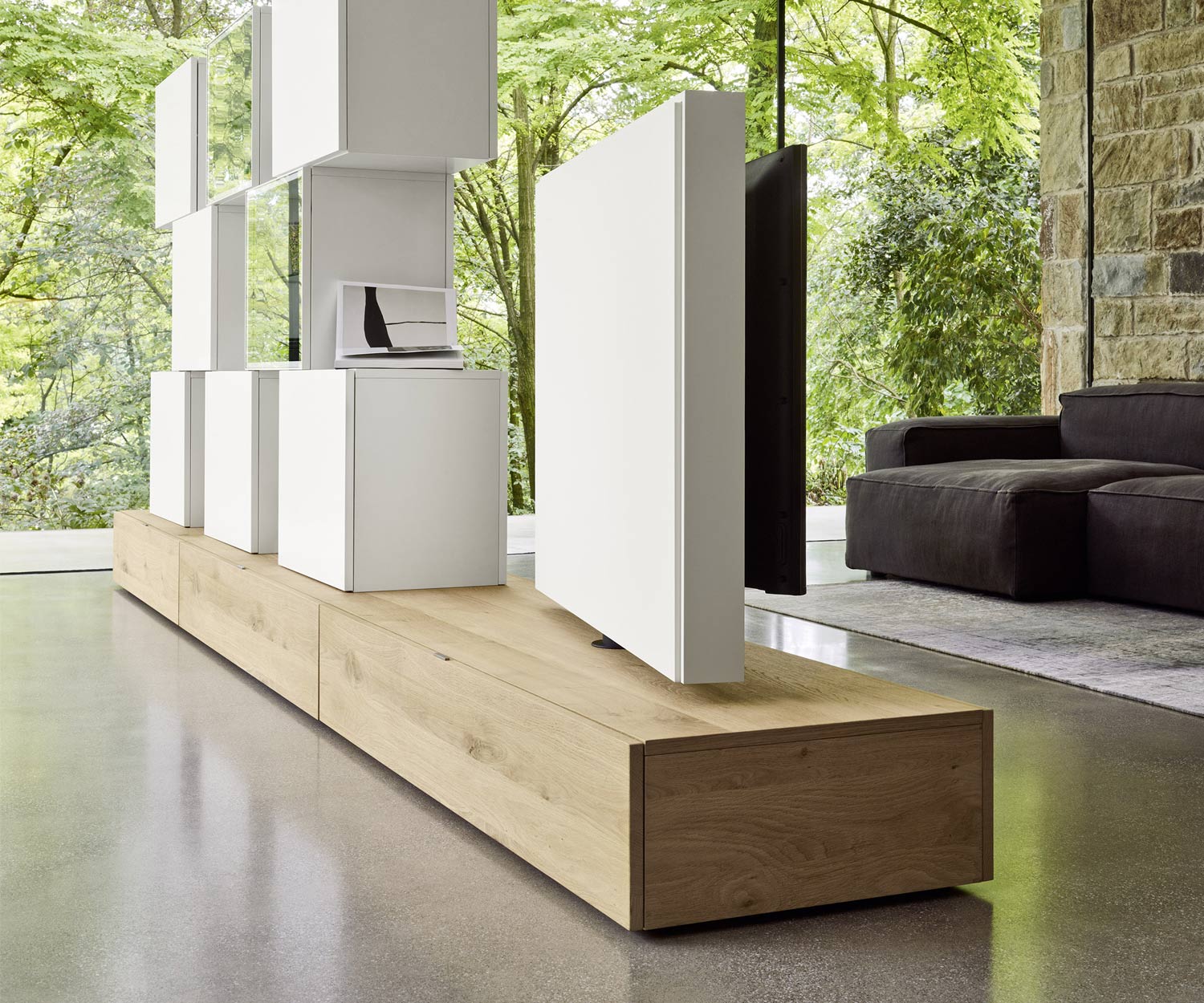 Divisorio basso di design di alta qualità con pannello posteriore in legno in bianco opaco Divisorio basso di design di alta qualità con pannello posteriore in legno in bianco opaco