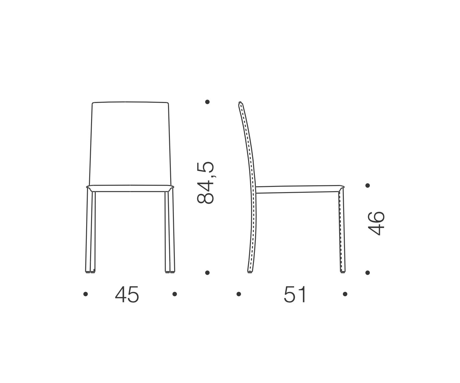 Ozzio Dimensioni della sedia di design Lunette