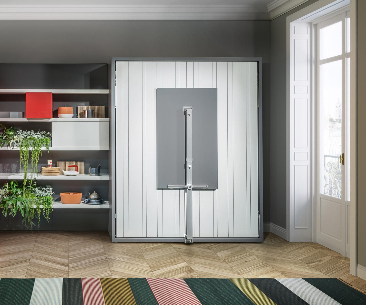 Letto a scomparsa di design Penelope 2 con tavolo da pranzo pieghevole Letto a scomparsa di design Penelope 2 con tavolo da pranzo pieghevole